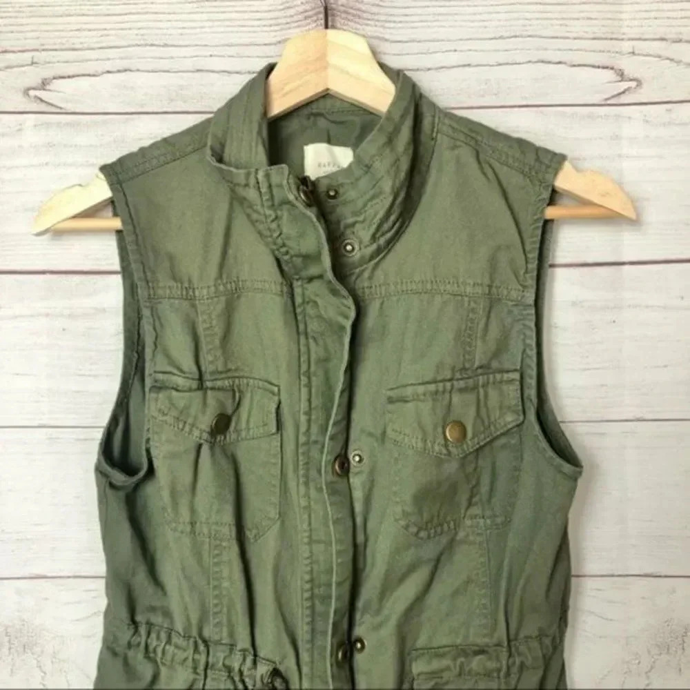 Boutique Harper Army Green Military Utility Vest with Pockets S - Picture 3 of 6